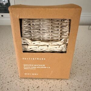 Pottery Barn Woven Wicker Place Card Holders - White (Set of 4)